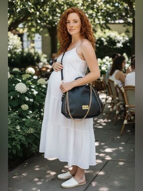 Bebe Black and Gold Chain Shoulder Bag